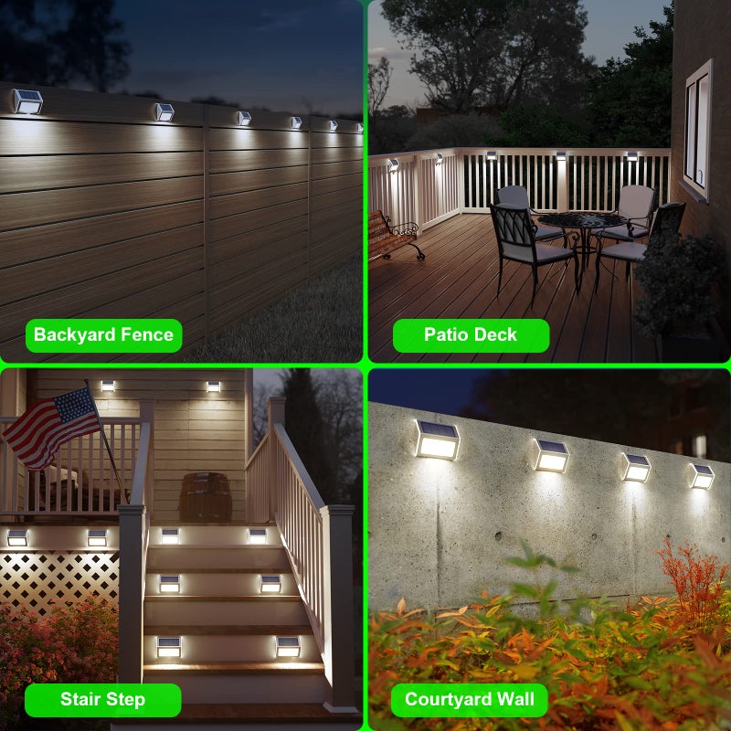 JSOT Solar Fence Lights - 12 Pack Solar Outdoor Light Deck Lights Waterproof Outside Lighting for Garden Backyard Patio Yard Stair Step Wall Railing Post, Cool Light - Image 2